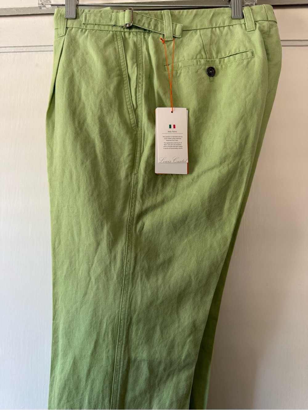 Louis Castel Women’s Pants Cotton Neon Green Sz 6 Made In Italy NWT $213